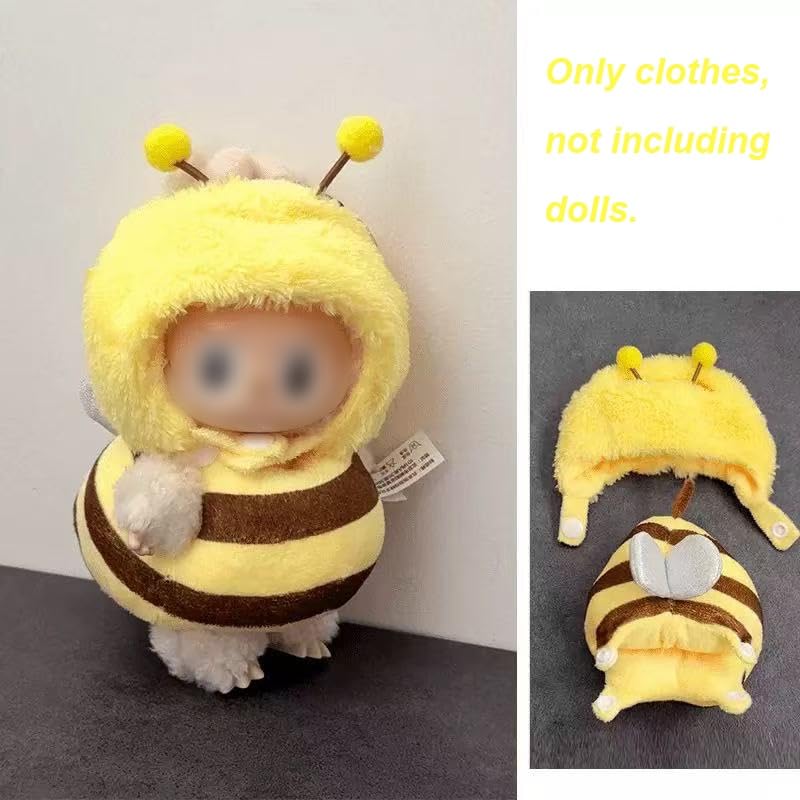 Clothes for Labubu Plush Doll Clothing 17cm/6.7in Doll Outfit for Big into Energy, Exciting Macaron or Have A Seat Series, Cute Stylish Clothes Set for Labubu Dress up (Shrimp)