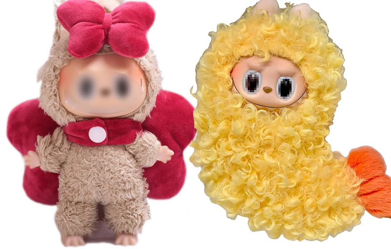Clothes for Labubu Plush Doll Clothing 17cm/6.7in Doll Outfit for Big into Energy, Exciting Macaron or Have A Seat Series, Cute Stylish Clothes Set for Labubu Dress up (Shrimp)