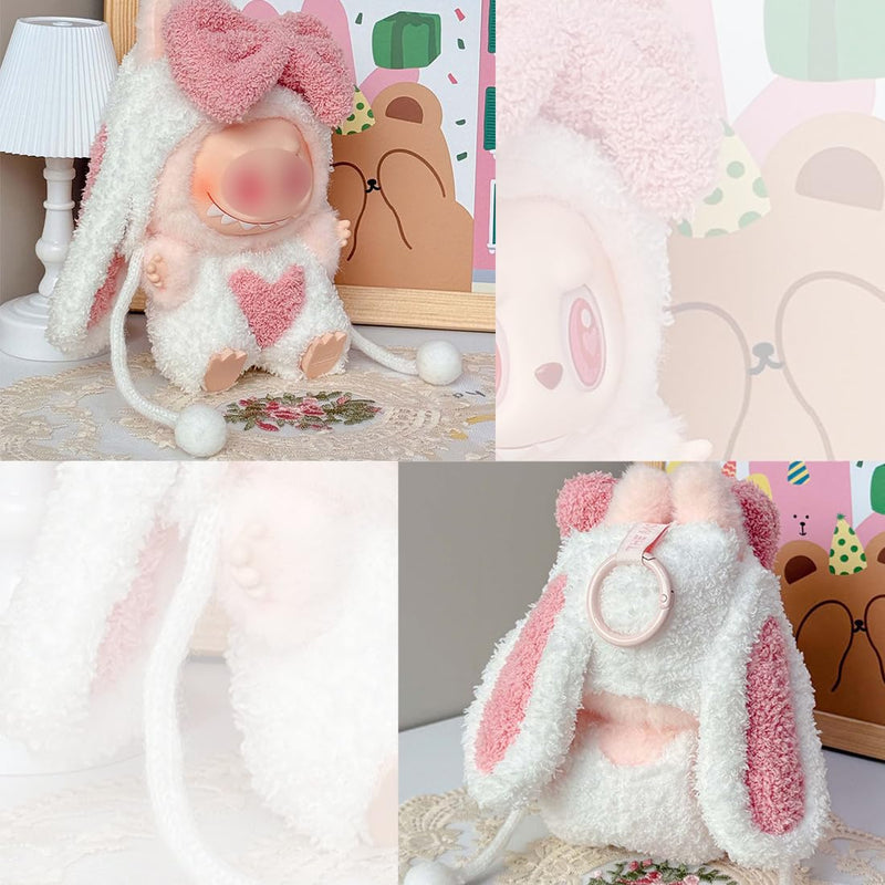 Clothes for Labubu Plush Doll Clothing 17cm/6.7in Doll Outfit for Big into Energy, Exciting Macaron or Have A Seat Series, Cute Stylish Clothes Set for Labubu Dress up (Shrimp)