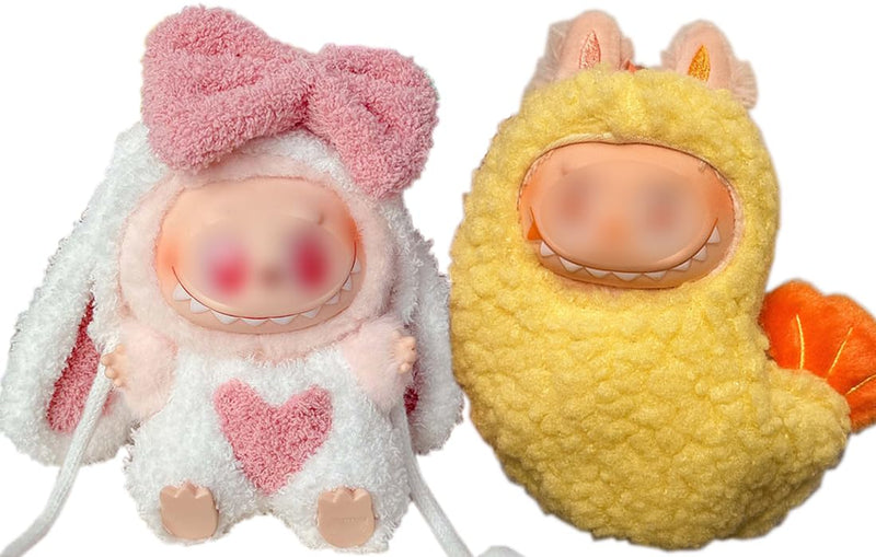 Clothes for Labubu Plush Doll Clothing 17cm/6.7in Doll Outfit for Big into Energy, Exciting Macaron or Have A Seat Series, Cute Stylish Clothes Set for Labubu Dress up (Shrimp)