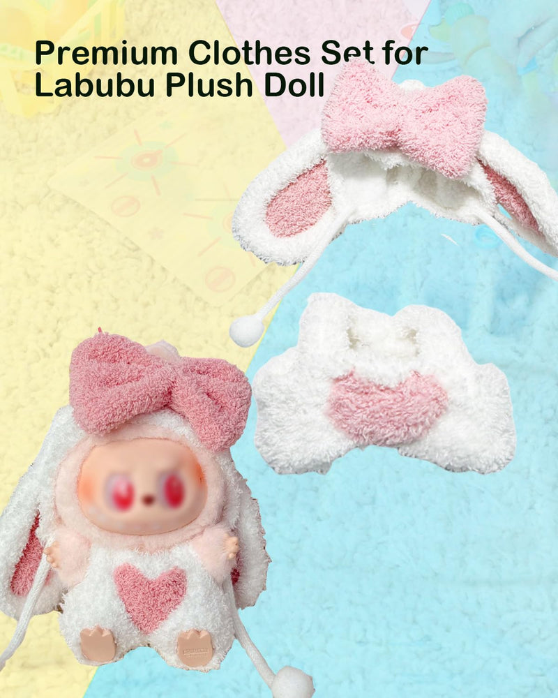 Clothes for Labubu Plush Doll Clothing 17cm/6.7in Doll Outfit for Big into Energy, Exciting Macaron or Have A Seat Series, Cute Stylish Clothes Set for Labubu Dress up (Shrimp)