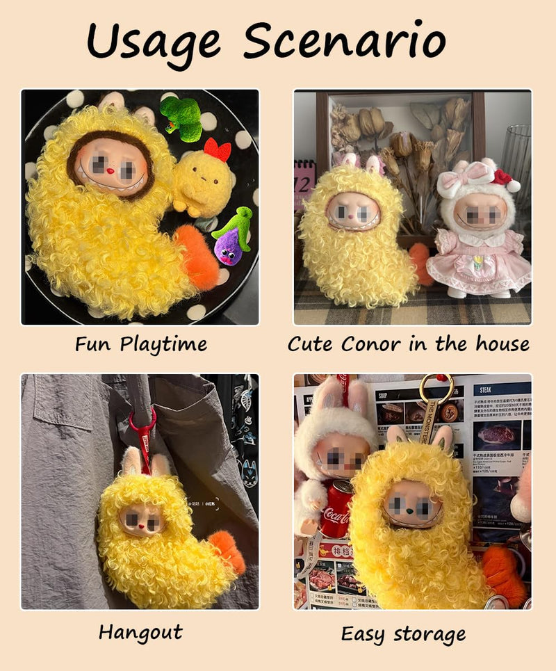 Clothes for Labubu Plush Doll Clothing 17cm/6.7in Doll Outfit for Big into Energy, Exciting Macaron or Have A Seat Series, Cute Stylish Clothes Set for Labubu Dress up (Shrimp)