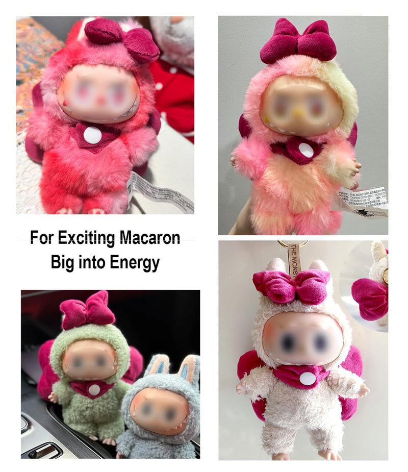 Clothes for Labubu Plush Doll Clothing 17cm/6.7in Doll Outfit for Big into Energy, Exciting Macaron or Have A Seat Series, Cute Stylish Clothes Set for Labubu Dress up (Shrimp)