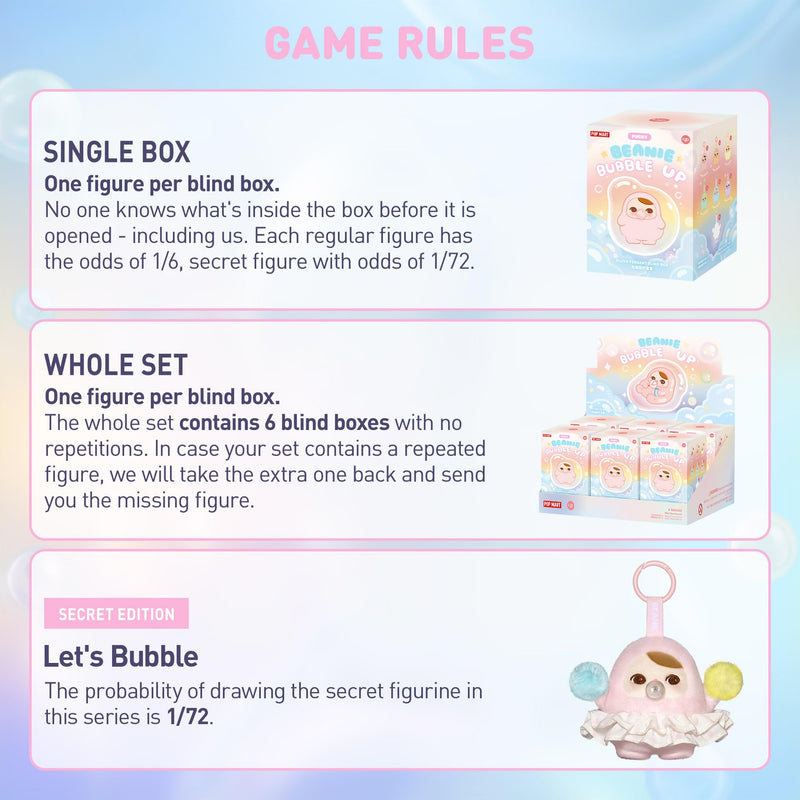 POP MART PUCKY Beanie Bubble UP Series-Plush Pendant Blind Box, Blind Box Figures, Random Design Action Figures Collectible Toys Home Decorations, Single Box