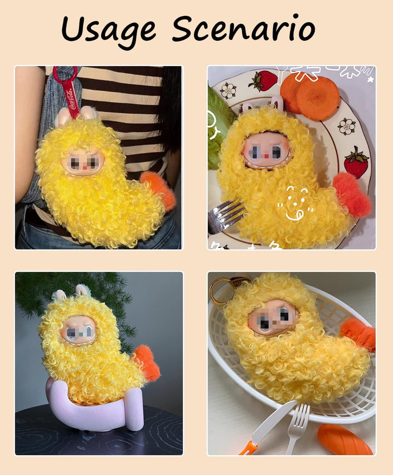 Clothes for Labubu Plush Doll Clothing 17cm/6.7in Doll Outfit for Big into Energy, Exciting Macaron or Have A Seat Series, Cute Stylish Clothes Set for Labubu Dress up (Shrimp)