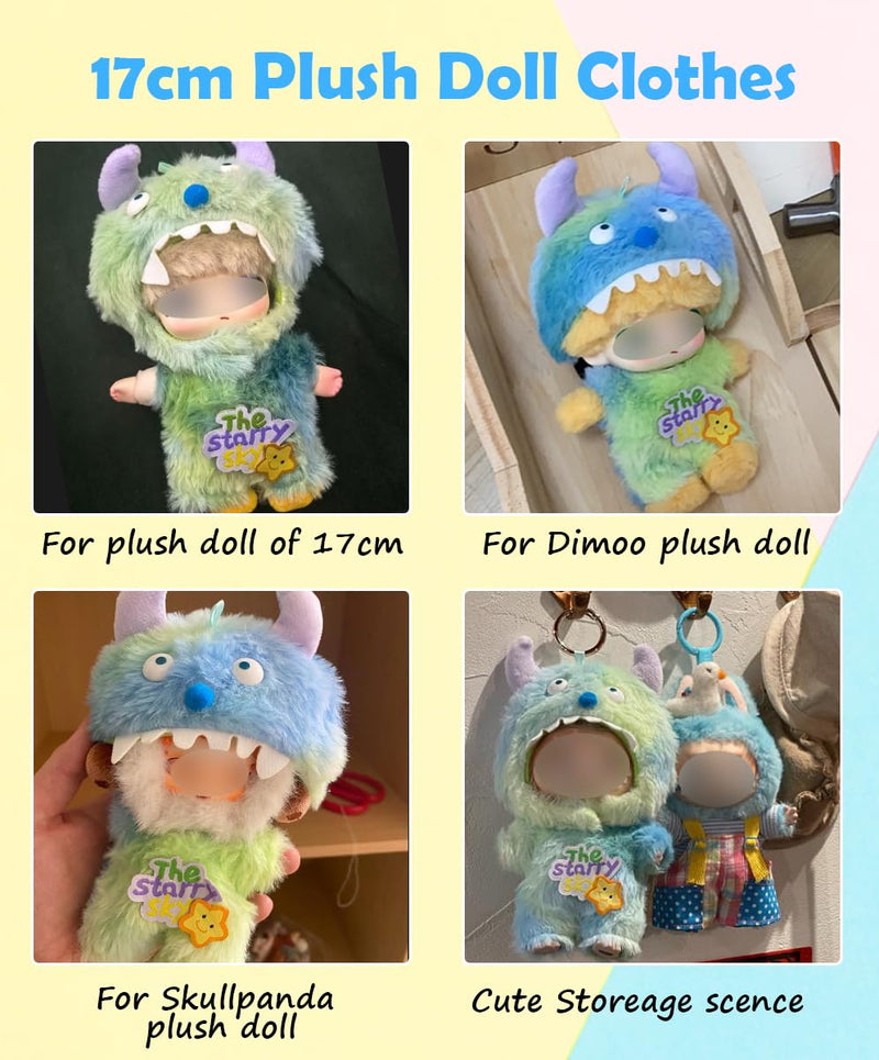 Clothes for Labubu Plush Doll Clothing 17cm/6.7in Doll Outfit for Big into Energy, Exciting Macaron or Have A Seat Series, Cute Stylish Clothes Set for Labubu Dress up (Shrimp)