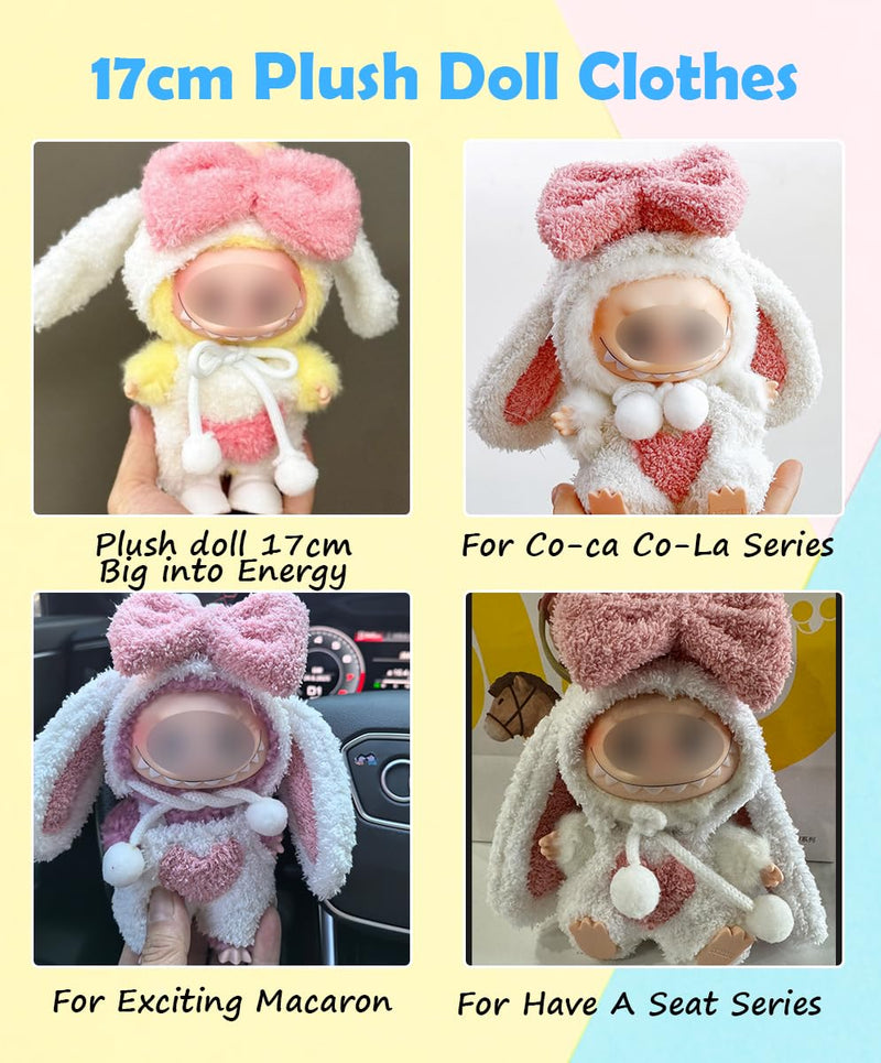 Clothes for Labubu Plush Doll Clothing 17cm/6.7in Doll Outfit for Big into Energy, Exciting Macaron or Have A Seat Series, Cute Stylish Clothes Set for Labubu Dress up (Shrimp)