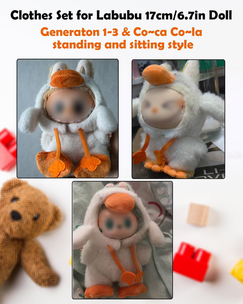 Clothes for Labubu Plush Doll Clothing 17cm/6.7in Doll Outfit for Big into Energy, Exciting Macaron or Have A Seat Series, Cute Stylish Clothes Set for Labubu Dress up (Shrimp)