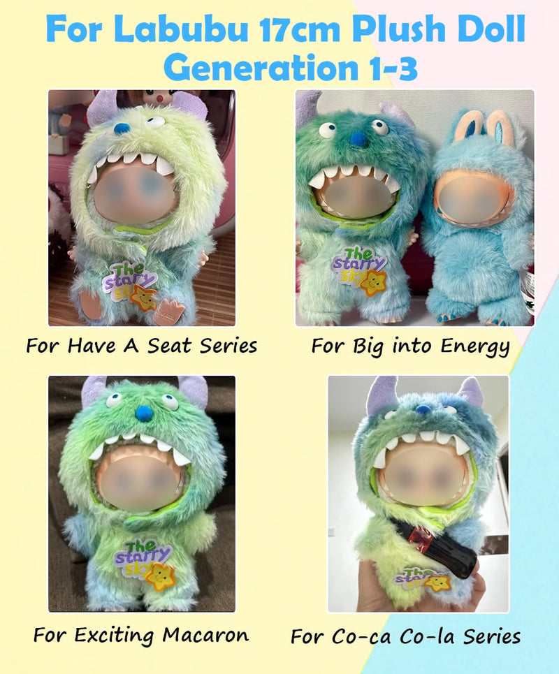 Clothes for Labubu Plush Doll Clothing 17cm/6.7in Doll Outfit for Big into Energy, Exciting Macaron or Have A Seat Series, Cute Stylish Clothes Set for Labubu Dress up (Shrimp)